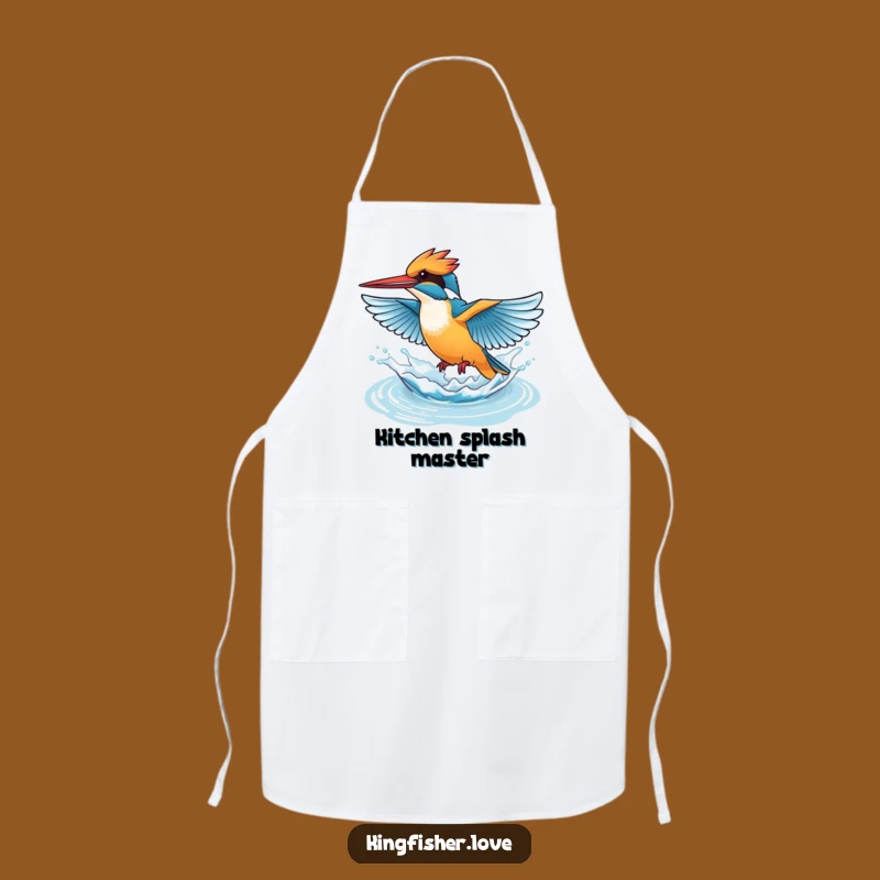 Funny Splashing Kingfisher Apron: Cook with Playful Water Humor