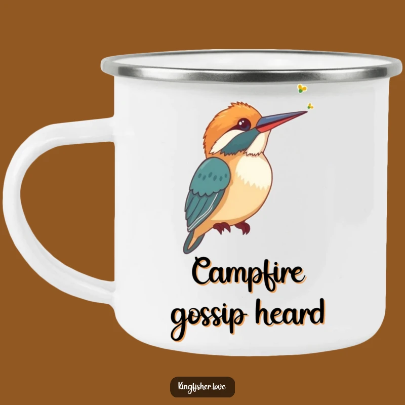 Funny Kingfisher Camping Mug: Curious Bird, Perfect Outdoor Gift
