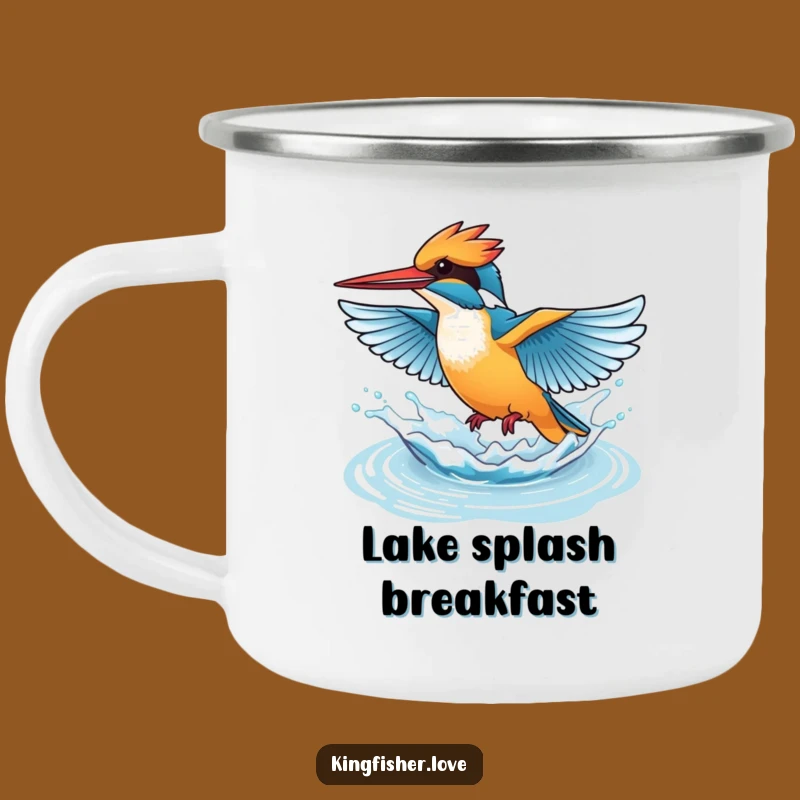 Funny Splashing Kingfisher Camping Mug: Playful Humor on the Go