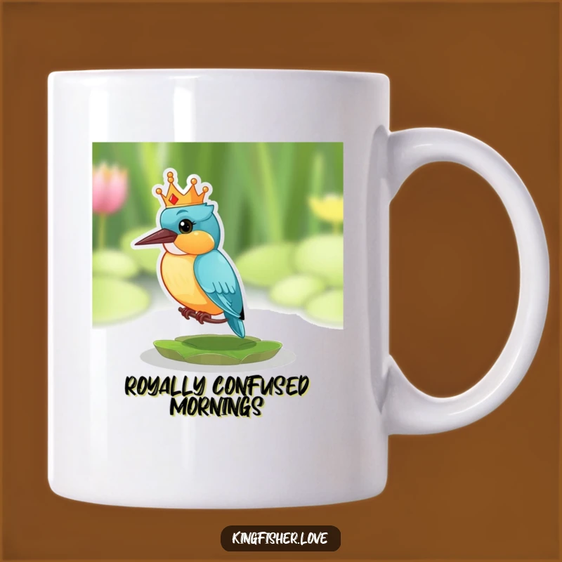 Funny Surprised Kingfisher Crown Mug: Royal Humor for Bird Lovers