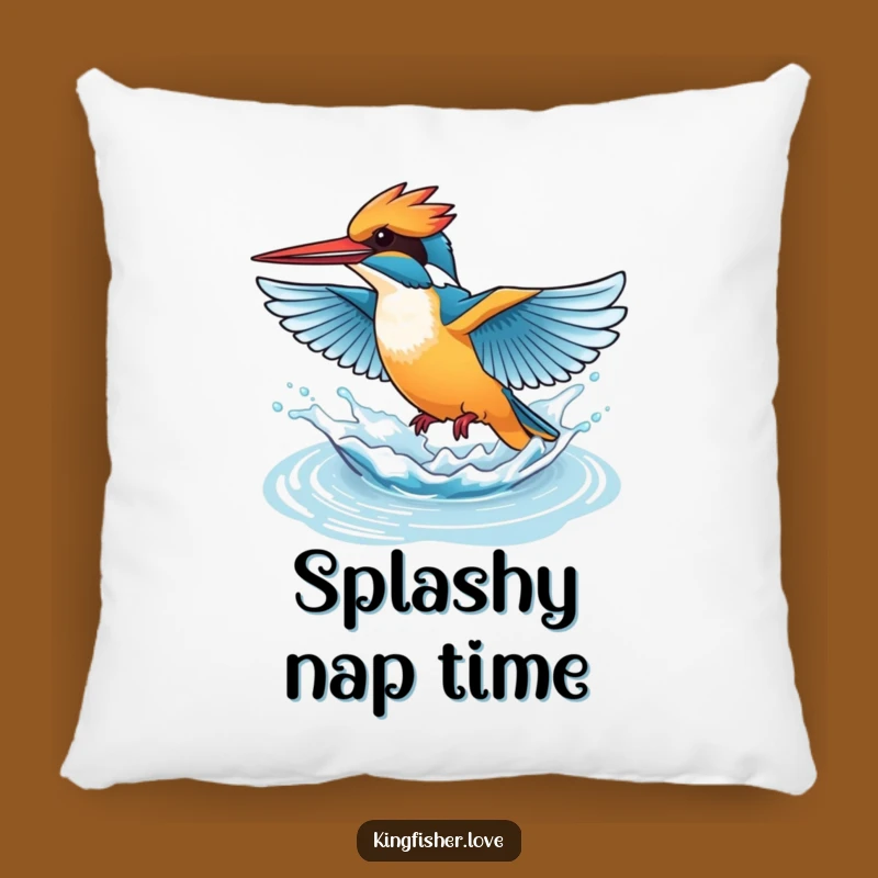 Funny Splashing Kingfisher Pillow: Cozy Comfort with Playful Energy