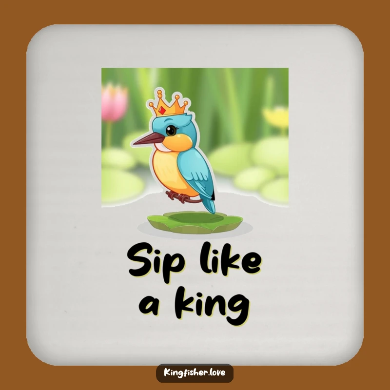 Funny Kingfisher Crown Coaster: Protect Surfaces with Regal Amusement