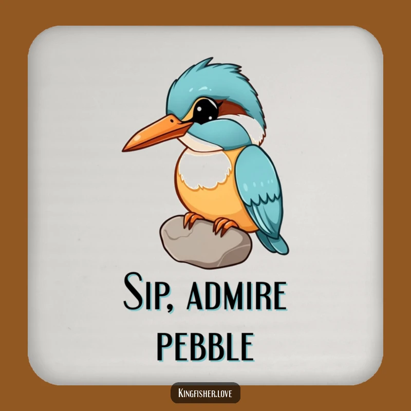 Funny Kingfisher Pebble Coaster: Protect Surfaces with Curious Humor