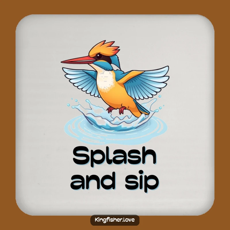 Funny Splashing Kingfisher Coaster: Protect Surfaces with Playful Humor