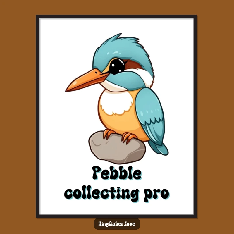 Funny Free Printable Wall Art: Curious Kingfisher Pebble - Charming Decor