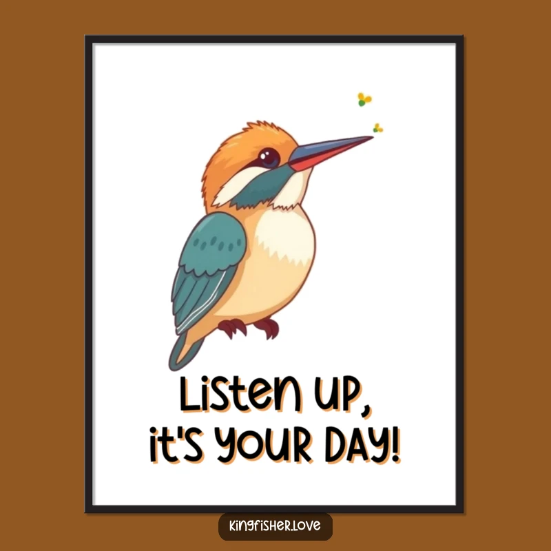 Funny Free Printable Wall Art: Kingfisher's Curiosity for Whimsical Home Decor