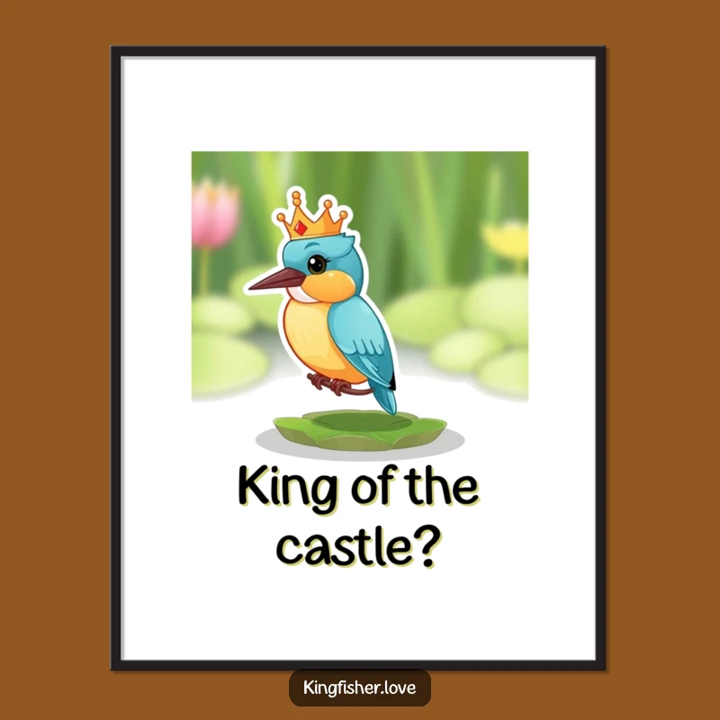 Funny Free Printable Wall Art: Surprised Kingfisher Crown - Quirky Decor