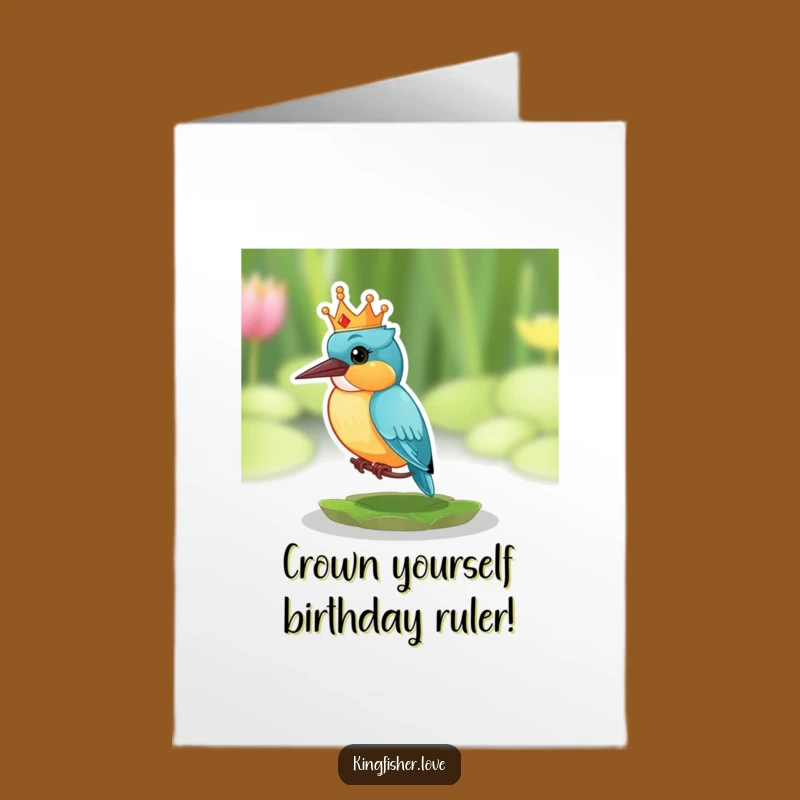 Funny Free Printable Birthday Card: Surprised Kingfisher Crown - DIY Gift