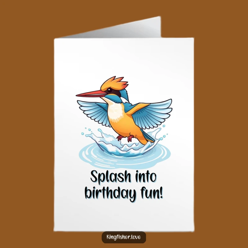 Funny Free Printable Birthday Card: Splashy Kingfisher - Energetic DIY Gift