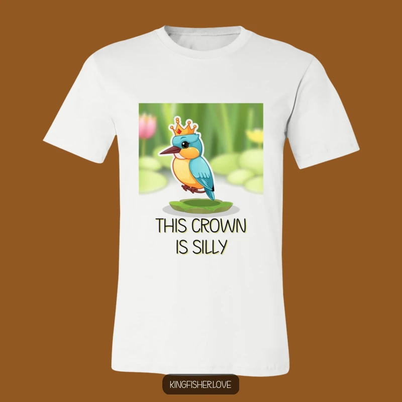 Funny Surprised Kingfisher Crown T-Shirt: Regal Whimsy for Bird Fans