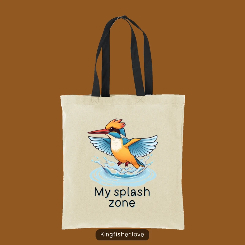 Funny Splashing Kingfisher Tote Bag: Carry Playful Energy Everywhere